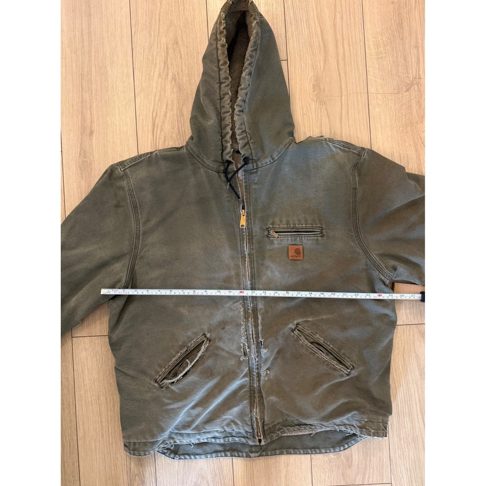 Vintage Carhartt Distressed Sherpa Lined Duck Active Jacket Olive Green XL